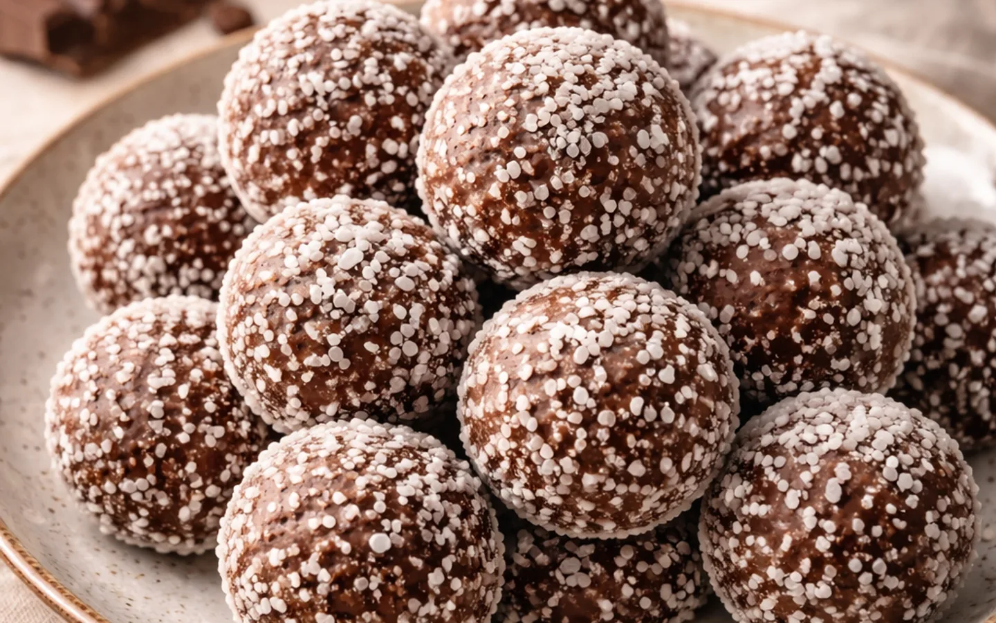 Chokladbollar täckta med pärlsocker